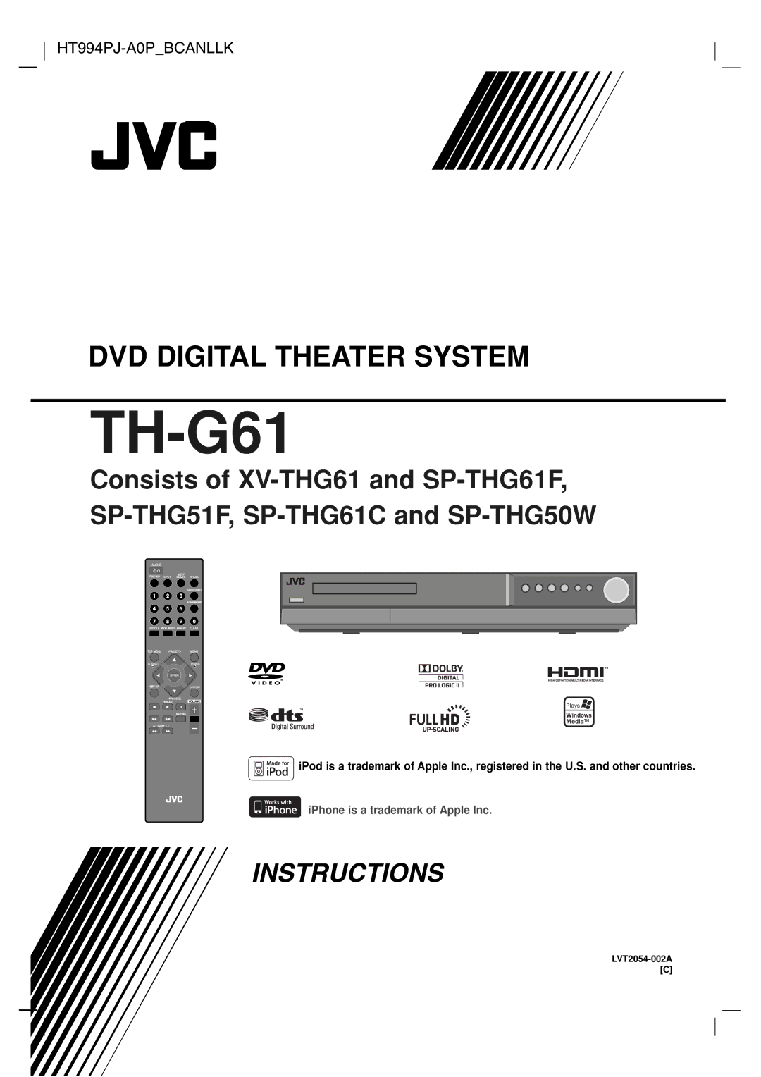 JVC XV-THG61, LVT2054-002A, SP-THG61F manual TH-G61 