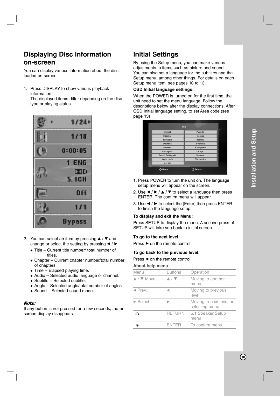 JVC XV-THG61, LVT2054-002A, TH-G61, SP-THG61F manual Displaying Disc Information on-screen, Initial Settings 