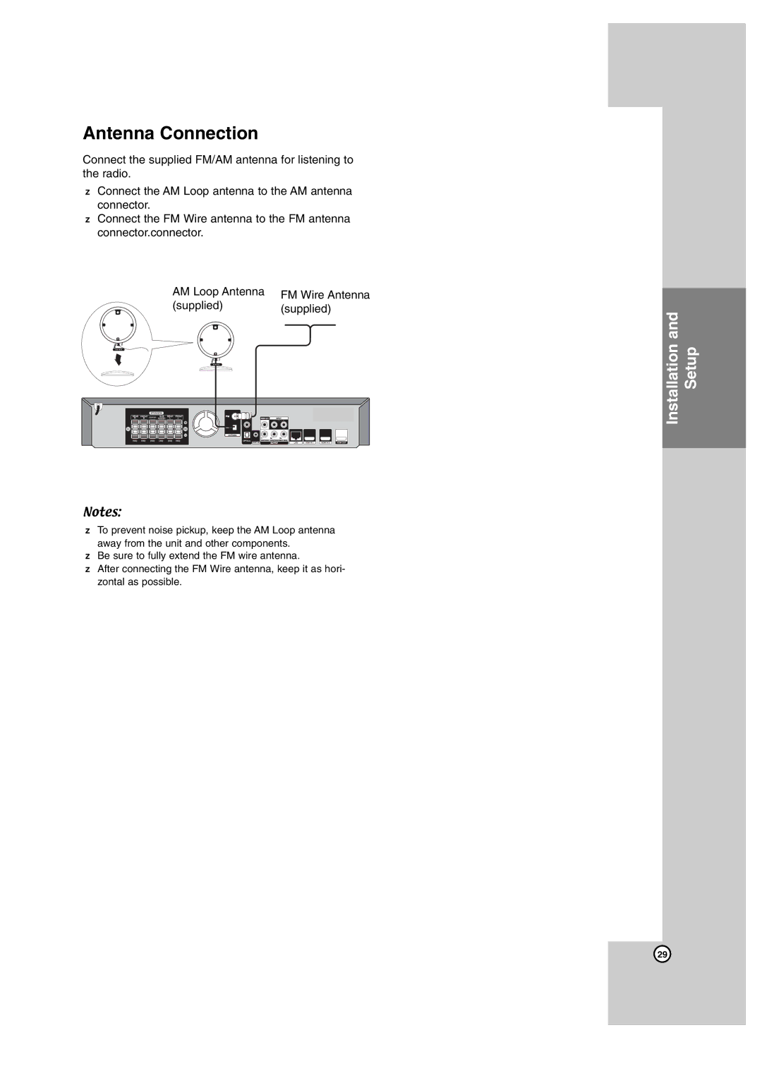 JVC XV-THBD50, LVT2099-029A, SP-THBD50W, SP-THBD50F, TH-BD50, SP-THBD50C manual Antenna Connection 