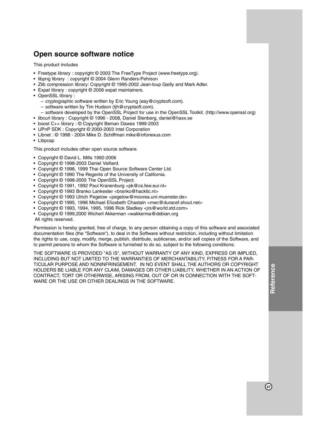 JVC XV-THBD50, LVT2099-029A, SP-THBD50W, SP-THBD50F, TH-BD50, SP-THBD50C manual Open source software notice 