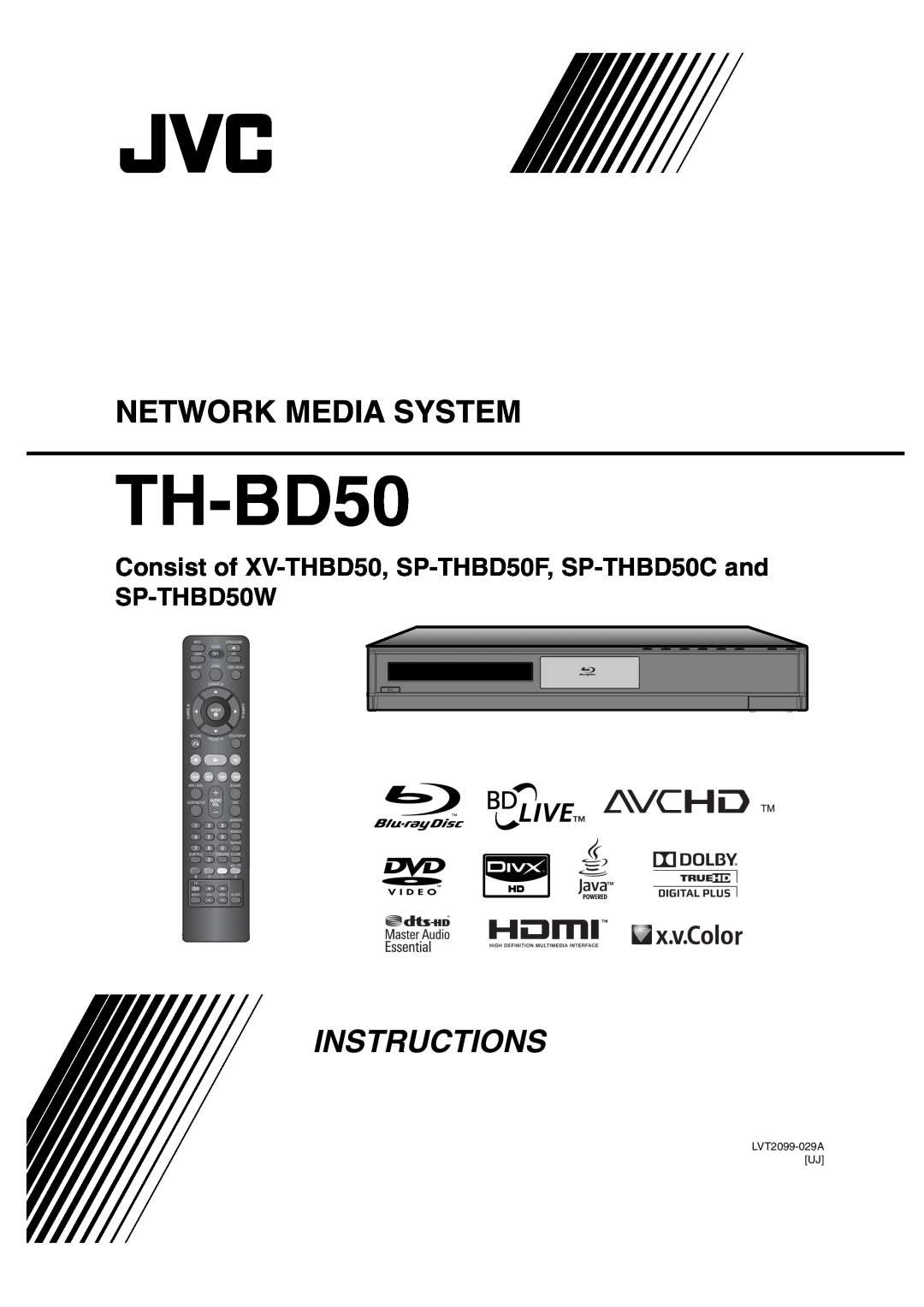 JVC SP-THBD50W, SP-THBD50F, SP-THBD50C, XV-THBD50 manual Network Media System, TH-BD50, Instructions, LVT2099-029AUJ 