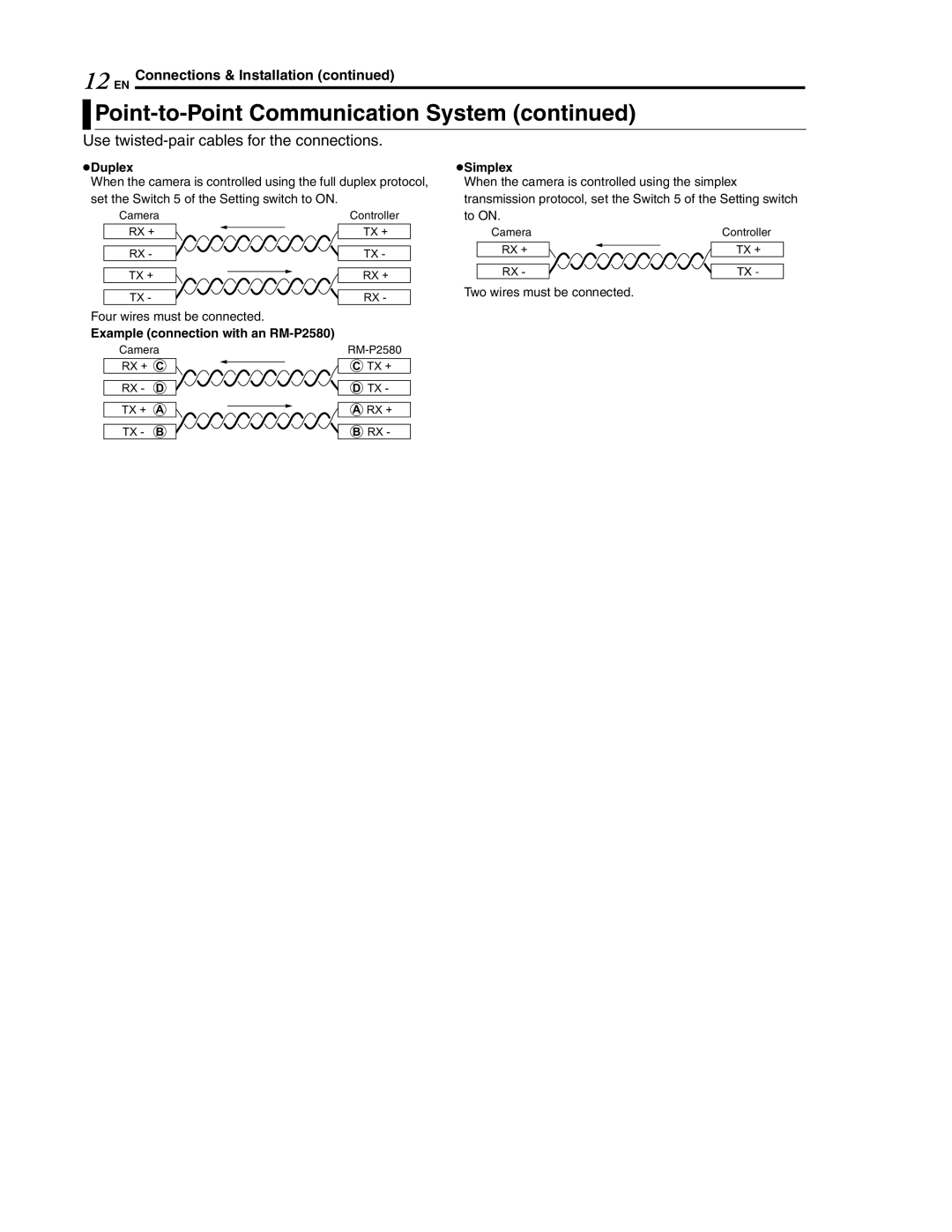 JVC LWT0254-001B-H manual Duplex, Example connection with an RM-P2580, Simplex 