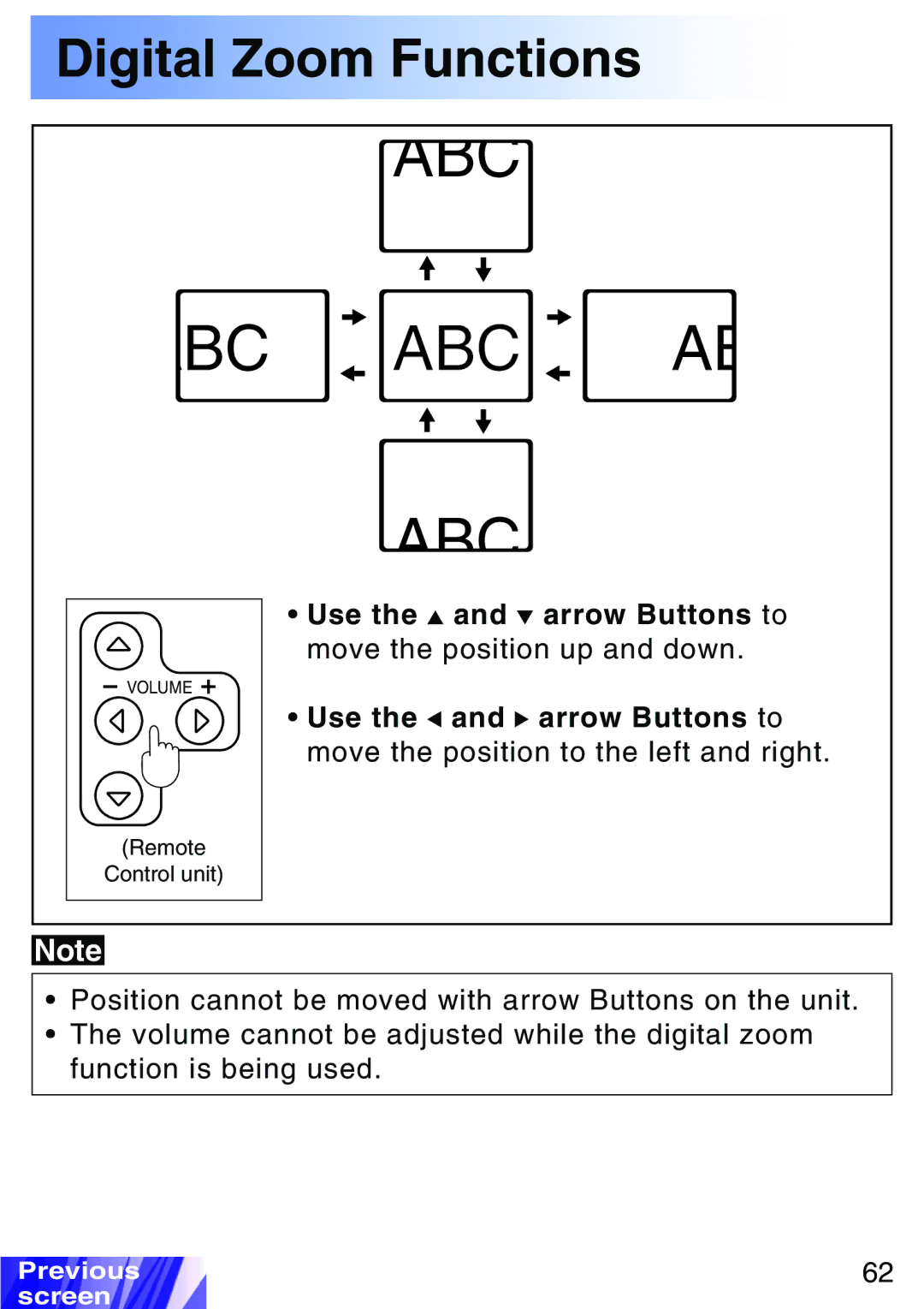 JVC LX-P1010ZE, LX-P1010ZU operating instructions Volume 