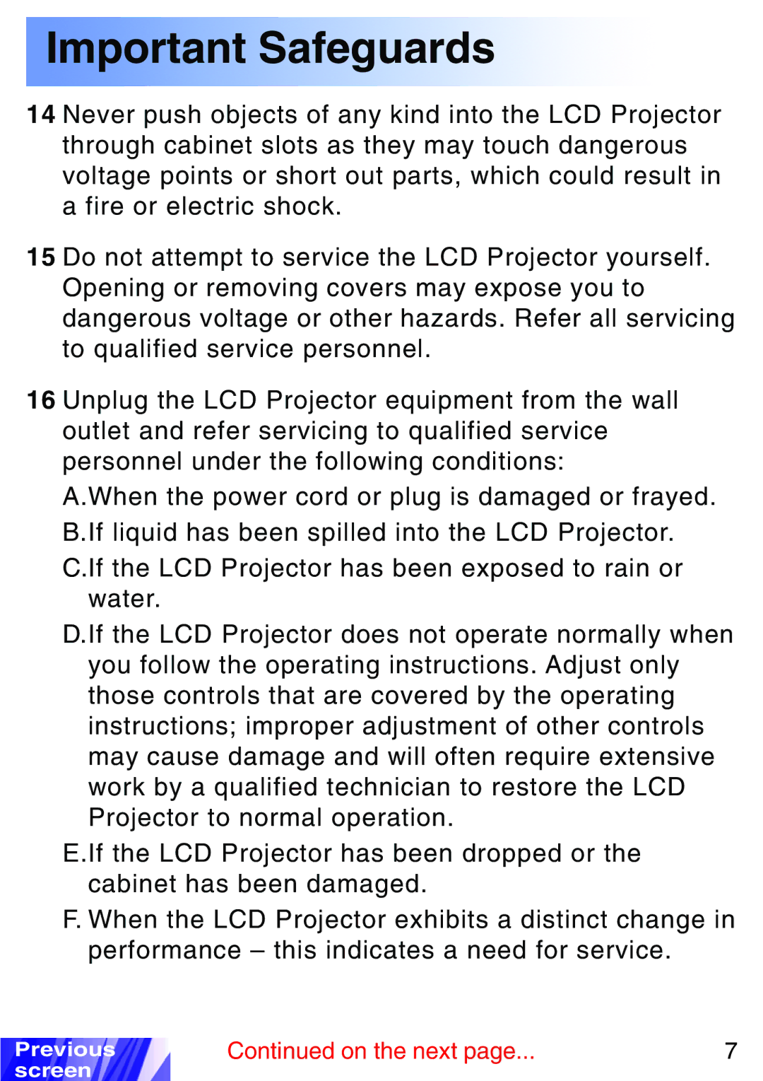 JVC LX-P1010ZU, LX-P1010ZE operating instructions Important Safeguards 