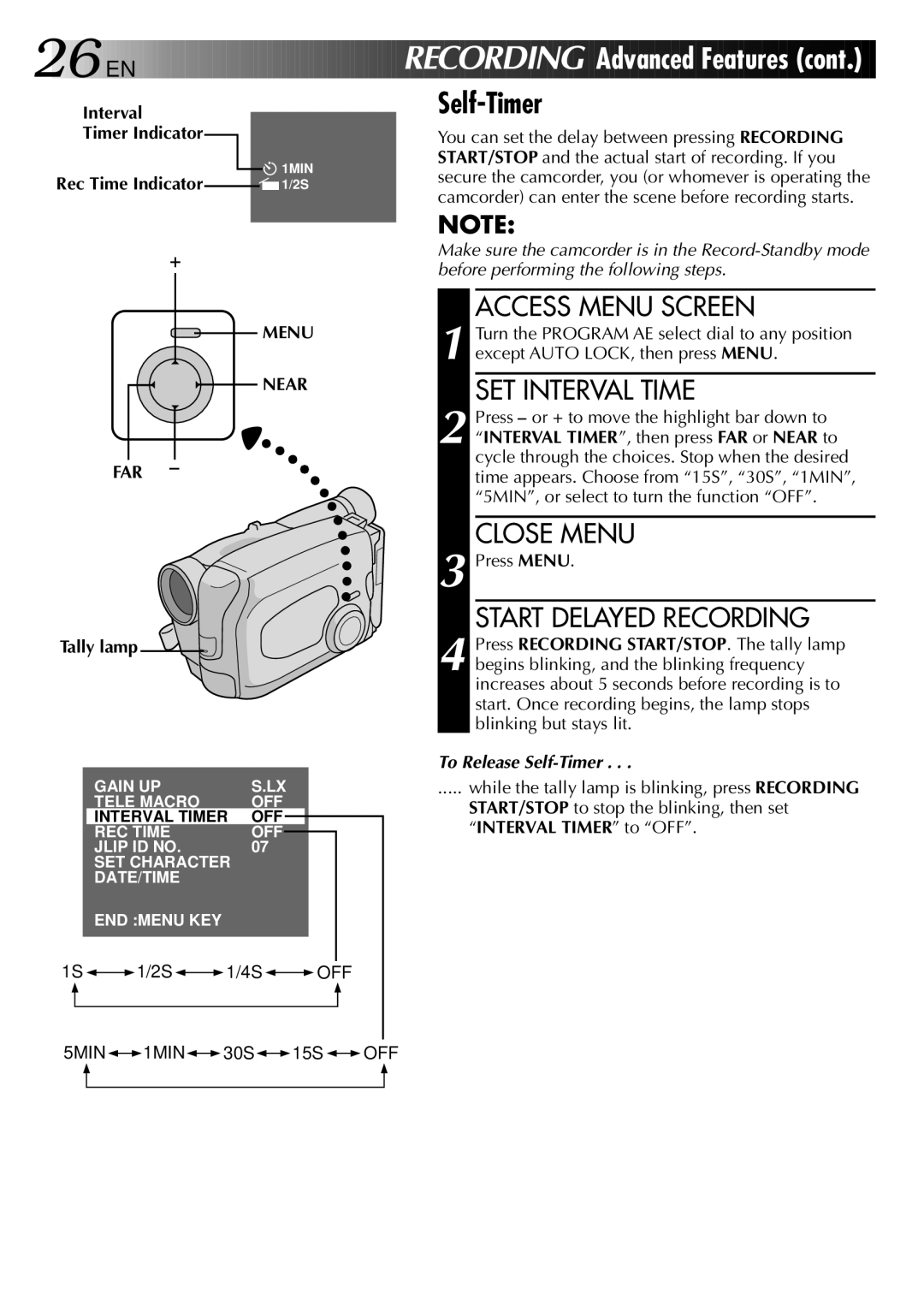 JVC LYT0002-018A, 0397TOV*UN*YP manual Interval Timer Indicator, Far 