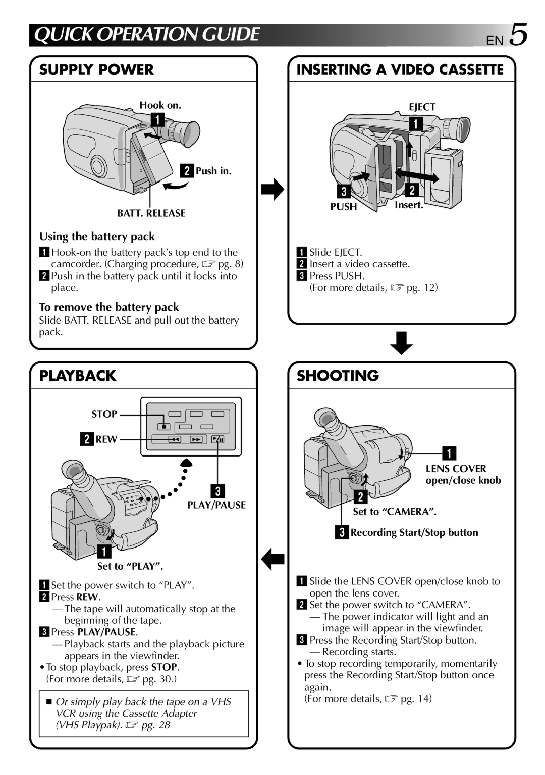 JVC 0397TOV*UN*YP, LYT0002-018A manual BATT. Release, Eject, Stop 2REW PLAY/PAUSE 