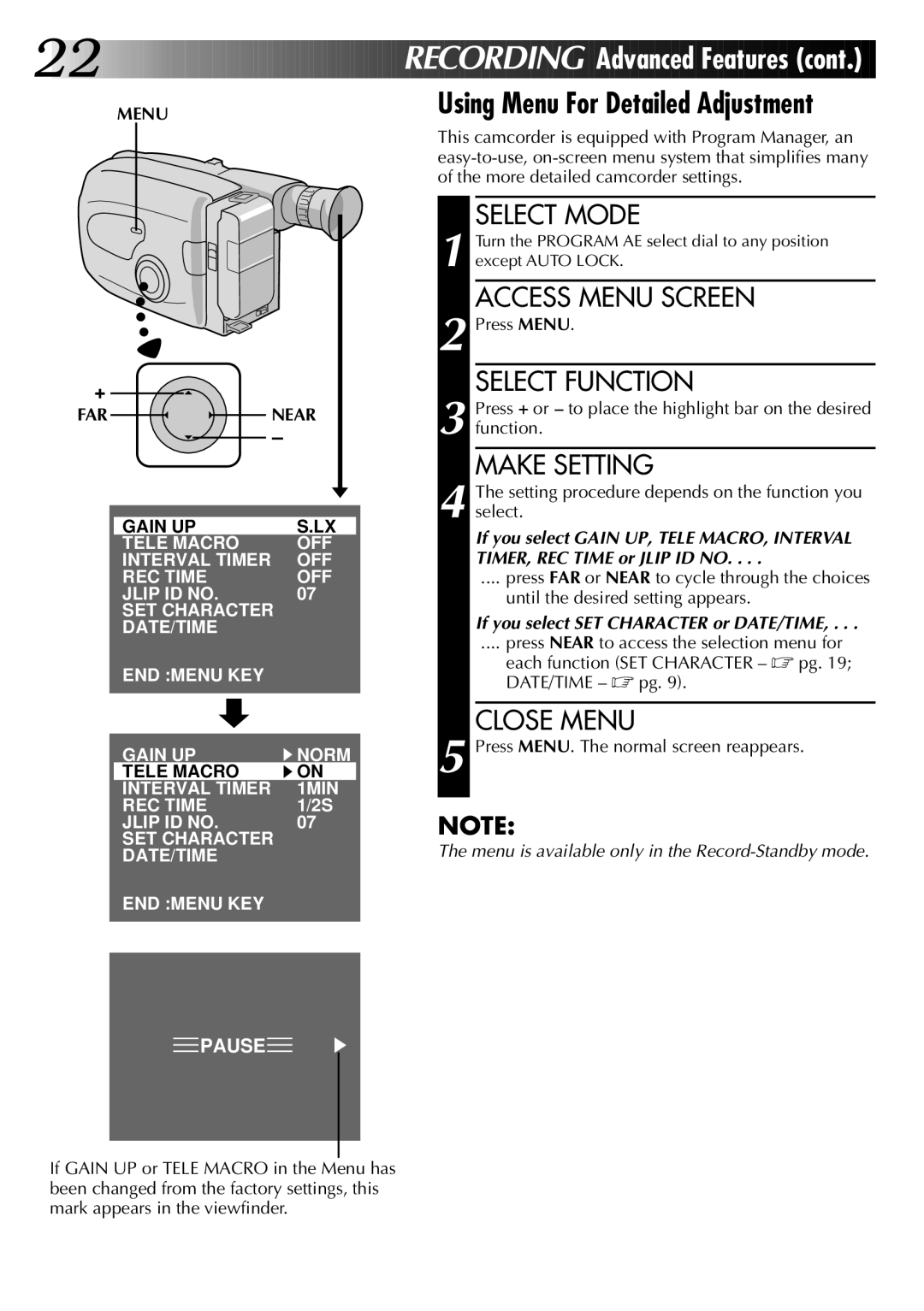 JVC LYT0002-020B Using Menu For Detailed Adjustment, Make Setting, Setting procedure depends on the function you select 