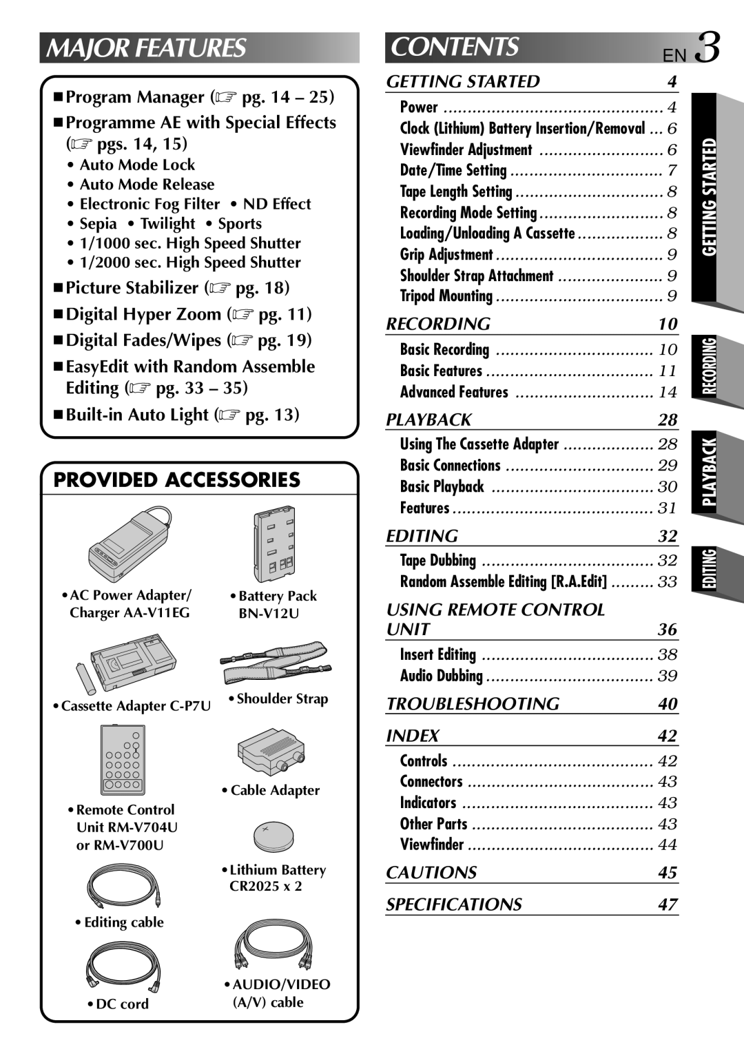 JVC LYT0002-082A manual Major Features 