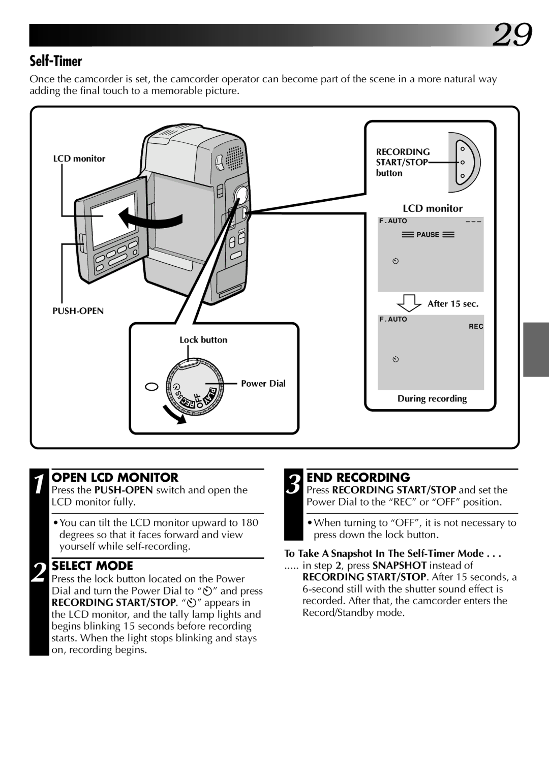 JVC LYT0002-0A1A specifications To Take a Snapshot In The Self-Timer Mode, press Snapshot instead 