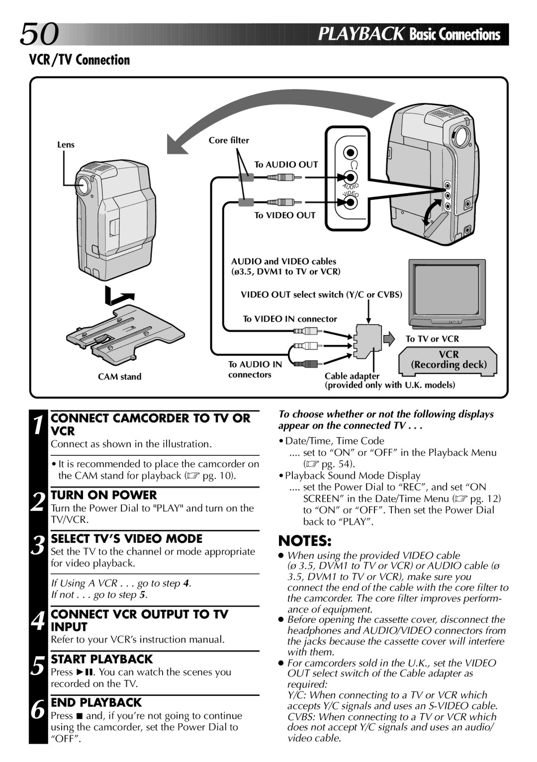 JVC LYT0002-0A1A specifications VCR/TV Connection, Start Playback, Recording deck 