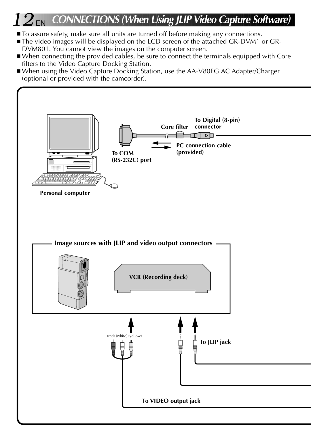 JVC LYT0002-0H6B, 0397MKV*UN*SN manual Connections W hen Using JL IP Video Capture Software 