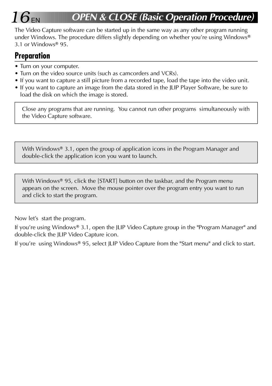 JVC LYT0002-0H6B, 0397MKV*UN*SN manual Open & C Lose Bas ic Operatio n Proc edure, Preparation 