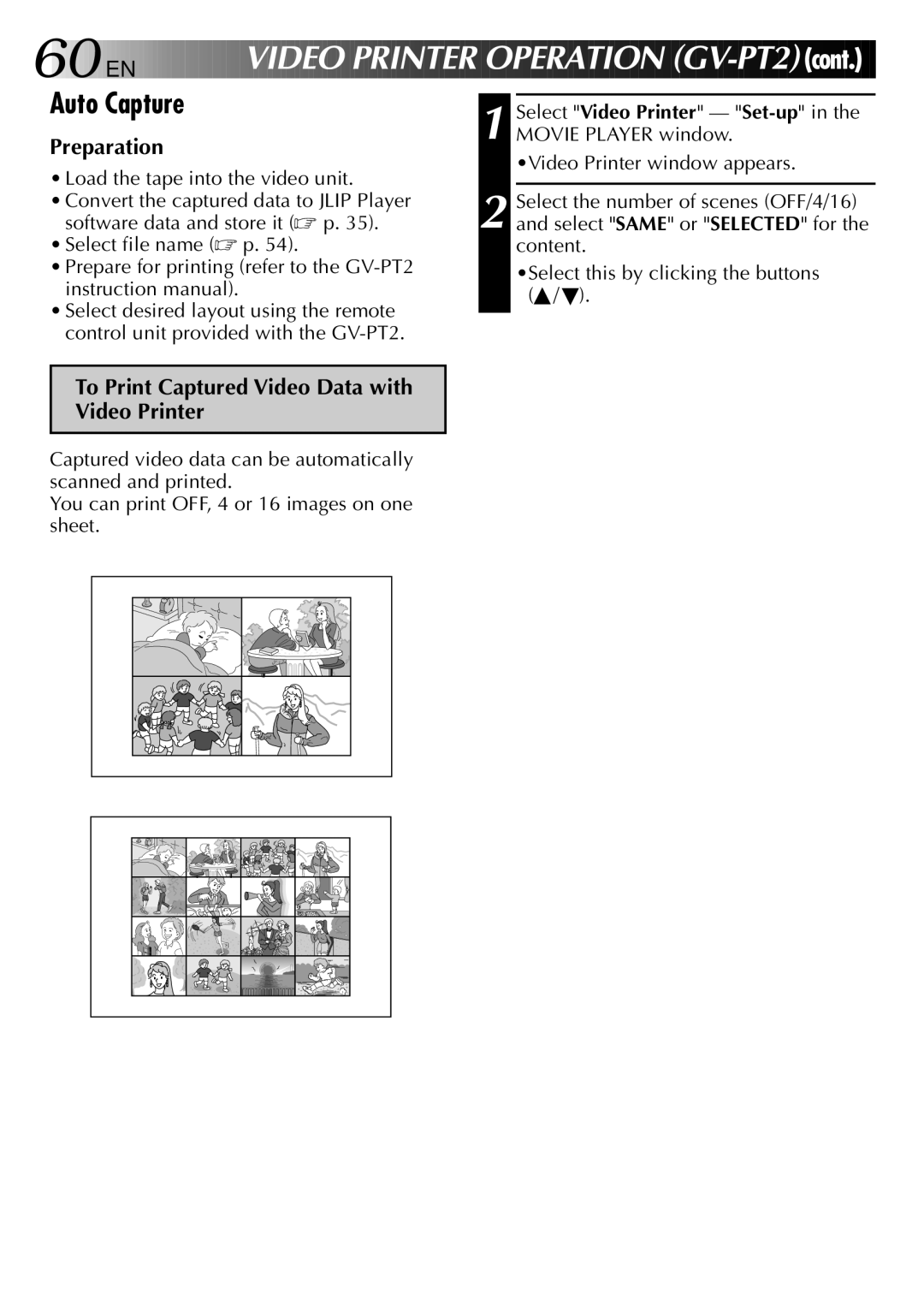 JVC LYT0002-0H6B, 0397MKV*UN*SN manual Auto Capture, Preparation, To Print Captured Video Data with Video Printer 