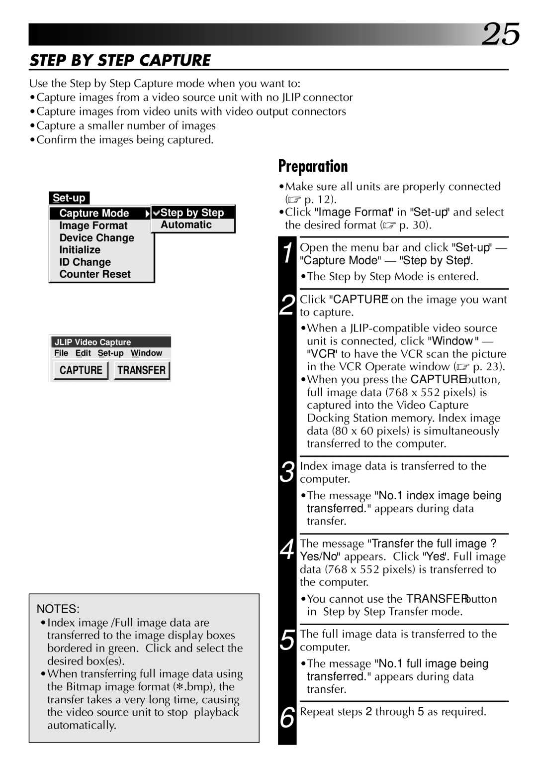 JVC 0397MKV*UN*VP, LYT0002-0J9A manual Step by Step Capture, Index image data is transferred to the computer 