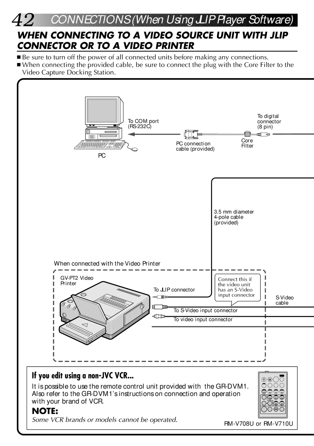 JVC LYT0002-0J9A, 0397MKV*UN*VP manual Connections When Using Jlip Playe r Soft ware 