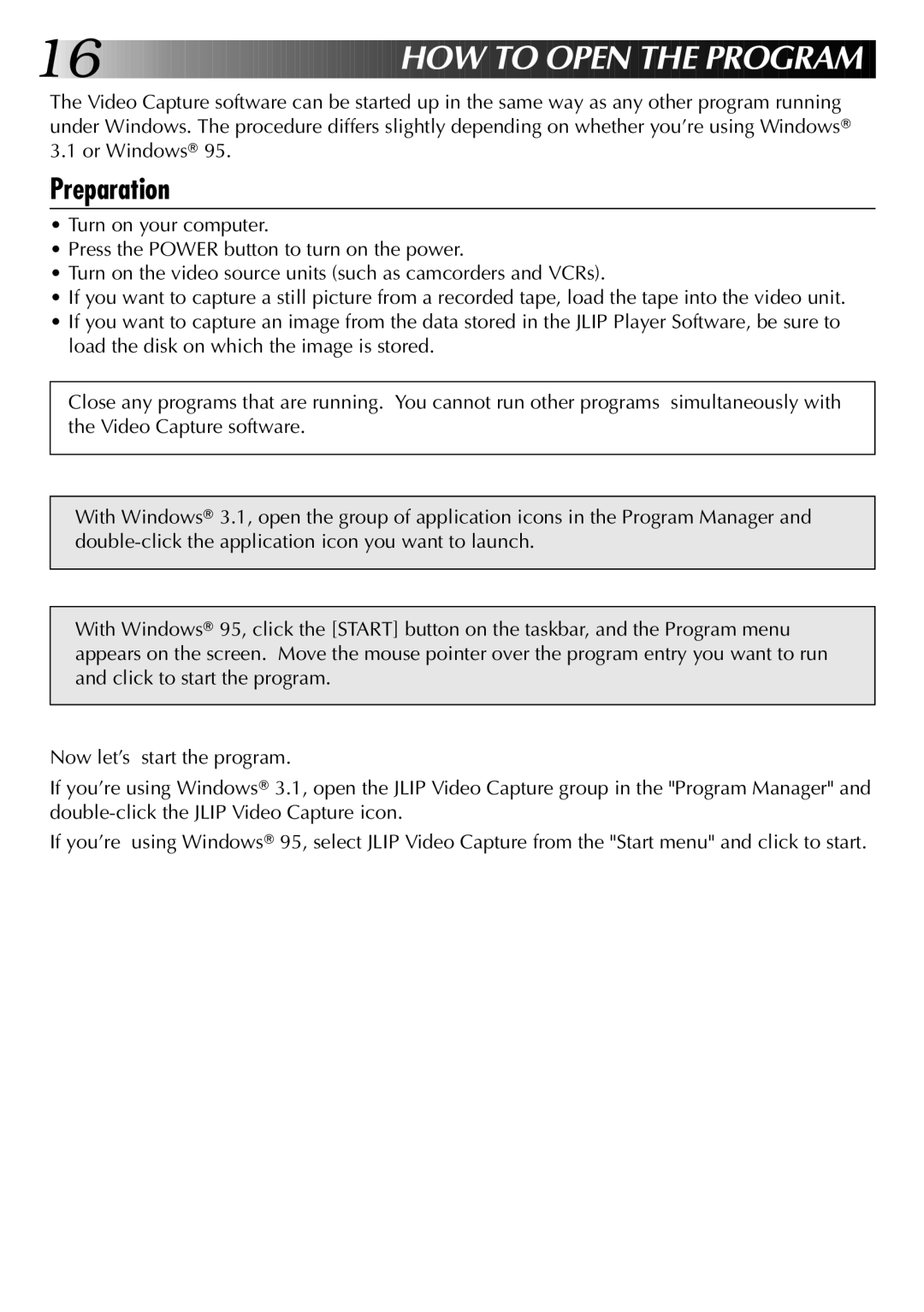 JVC GV-DS1, LYT0002-0M1B, 0397MKV*UN*YP manual HO W to Open the PRO Gram, Preparation 