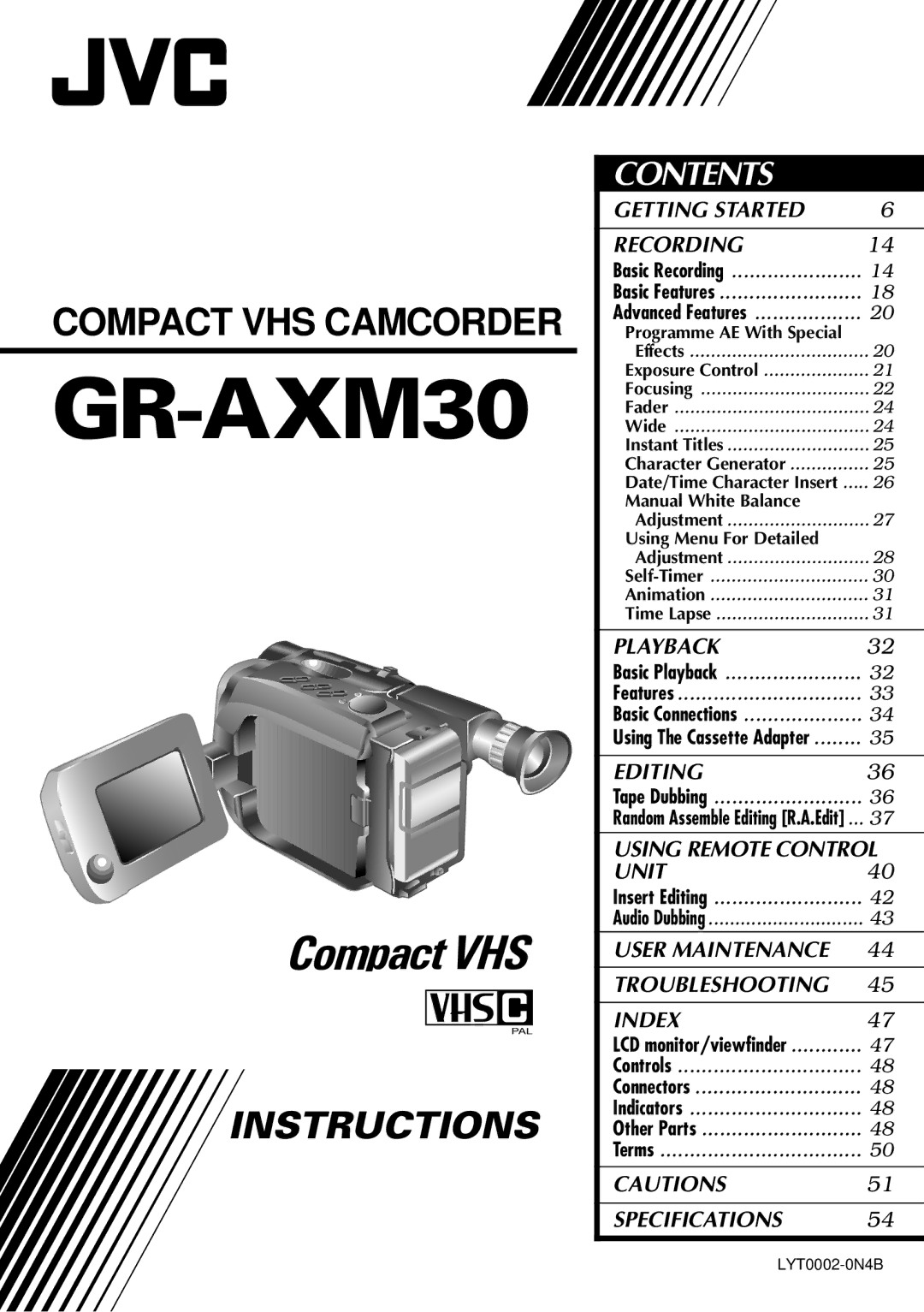 JVC LYT0002-0N4B specifications GR-AXM30 