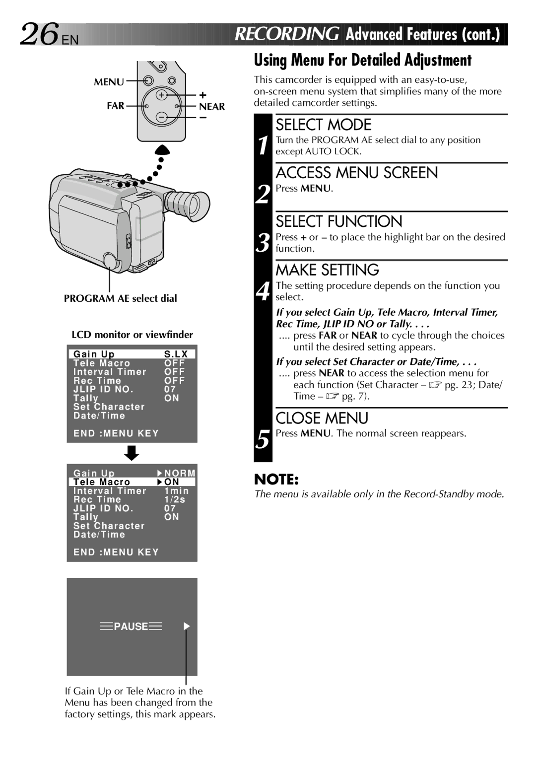 JVC LYT0002-0N5A manual Using Menu For Detailed Adjustment, Access Menu Screen, Make Setting 