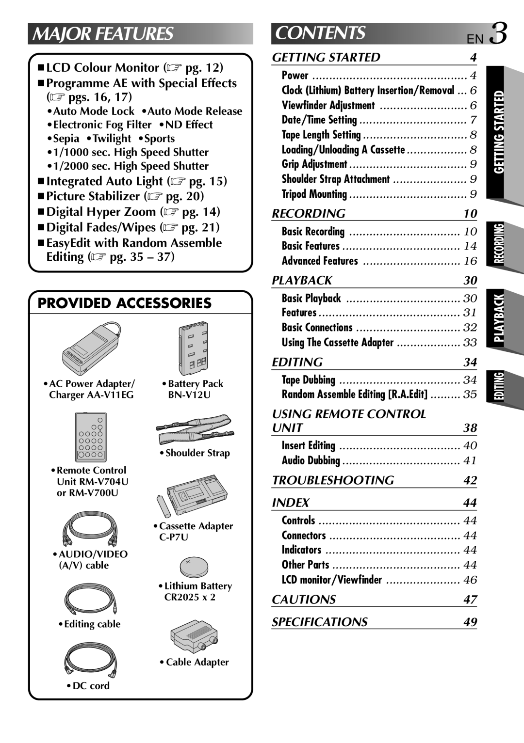 JVC LYT0002-0N5A manual Major Features 