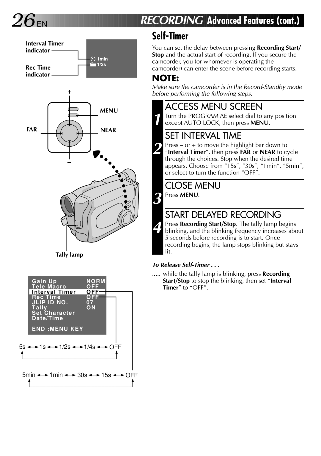 JVC LYT0002-0P7A, 0597TOV*UN*SN manual Menu Farnear, Tally lamp 