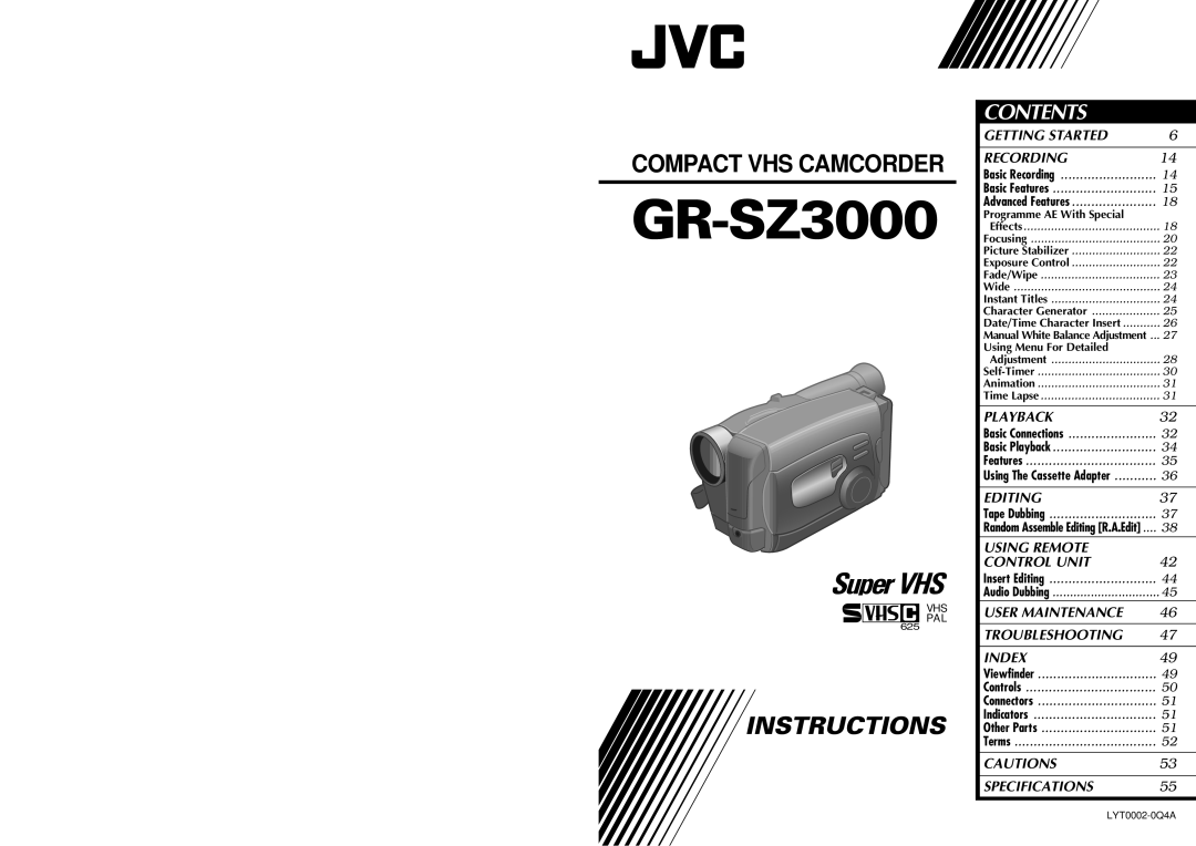 JVC 0597TOV*UN*VP, LYT0002-0Q4A specifications GR-SZ3000 