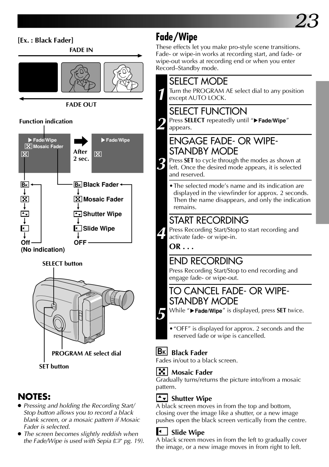 JVC 0597TOV*UN*VP, LYT0002-0Q4A specifications Fade/Wipe 