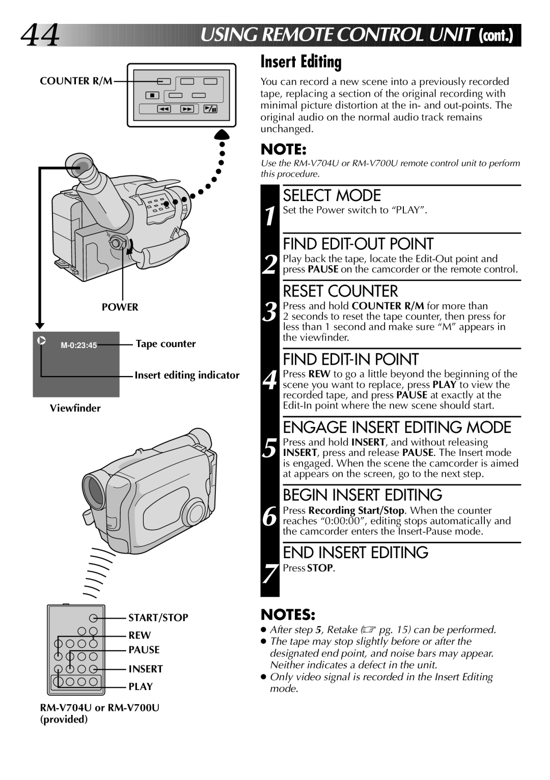 JVC LYT0002-0Q4A, 0597TOV*UN*VP specifications Insert Editing 