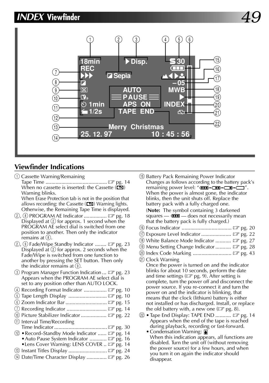 JVC 0597TOV*UN*VP Tape Time When no cassette is inserted the Cassette, Tape End Display Tape END ........... pg 