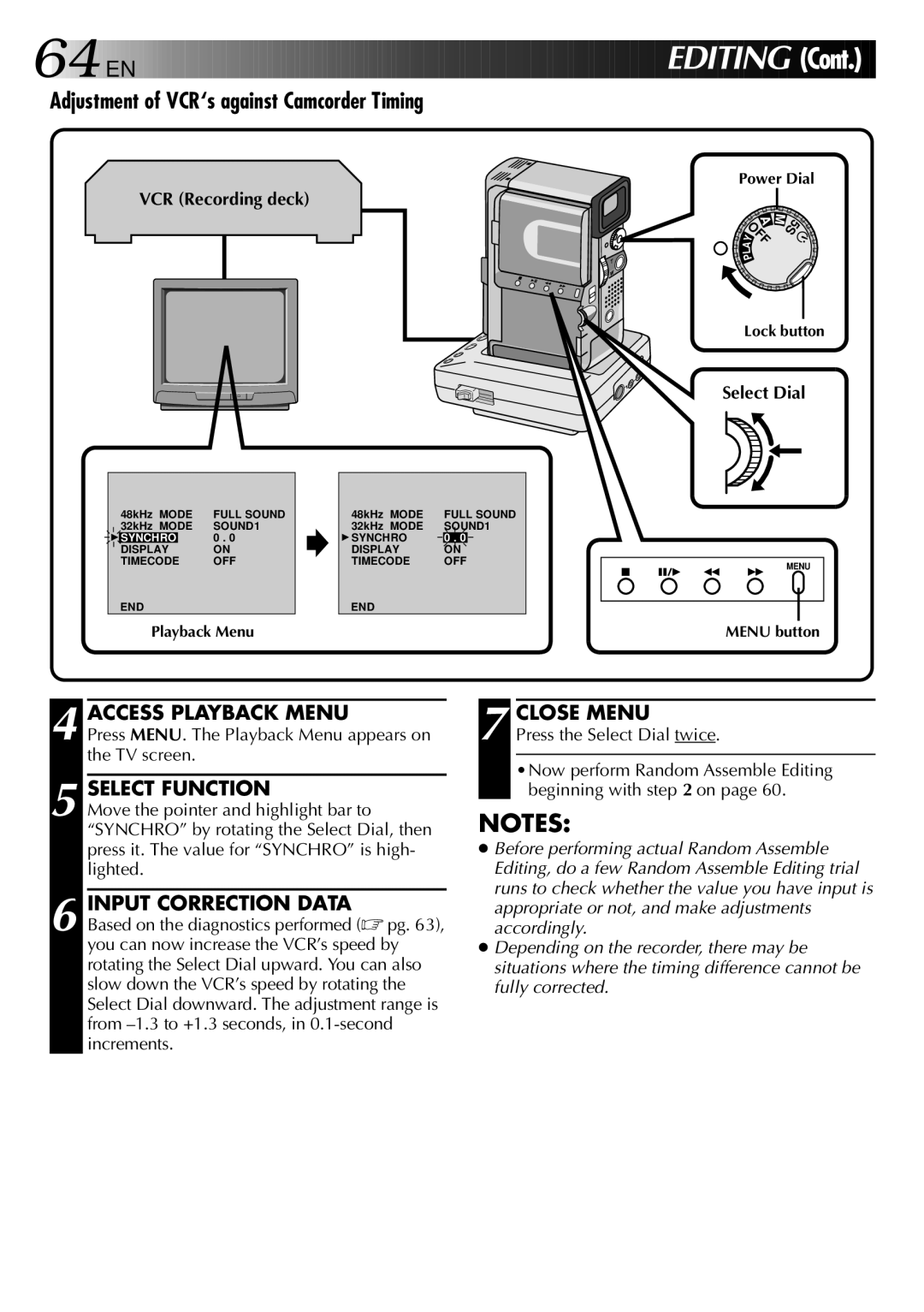 JVC LYT0002-0S4A manual Input Correction Data, Press MENU. The Playback Menu appears on the TV screen 