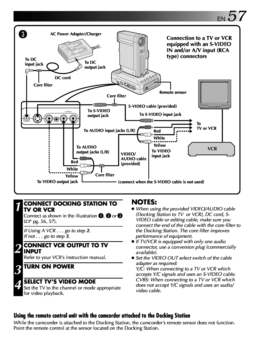JVC LYT0002-0S4A manual Connection to a TV or VCR, equipped with an S-VIDEO, IN and/or A/V input RCA 