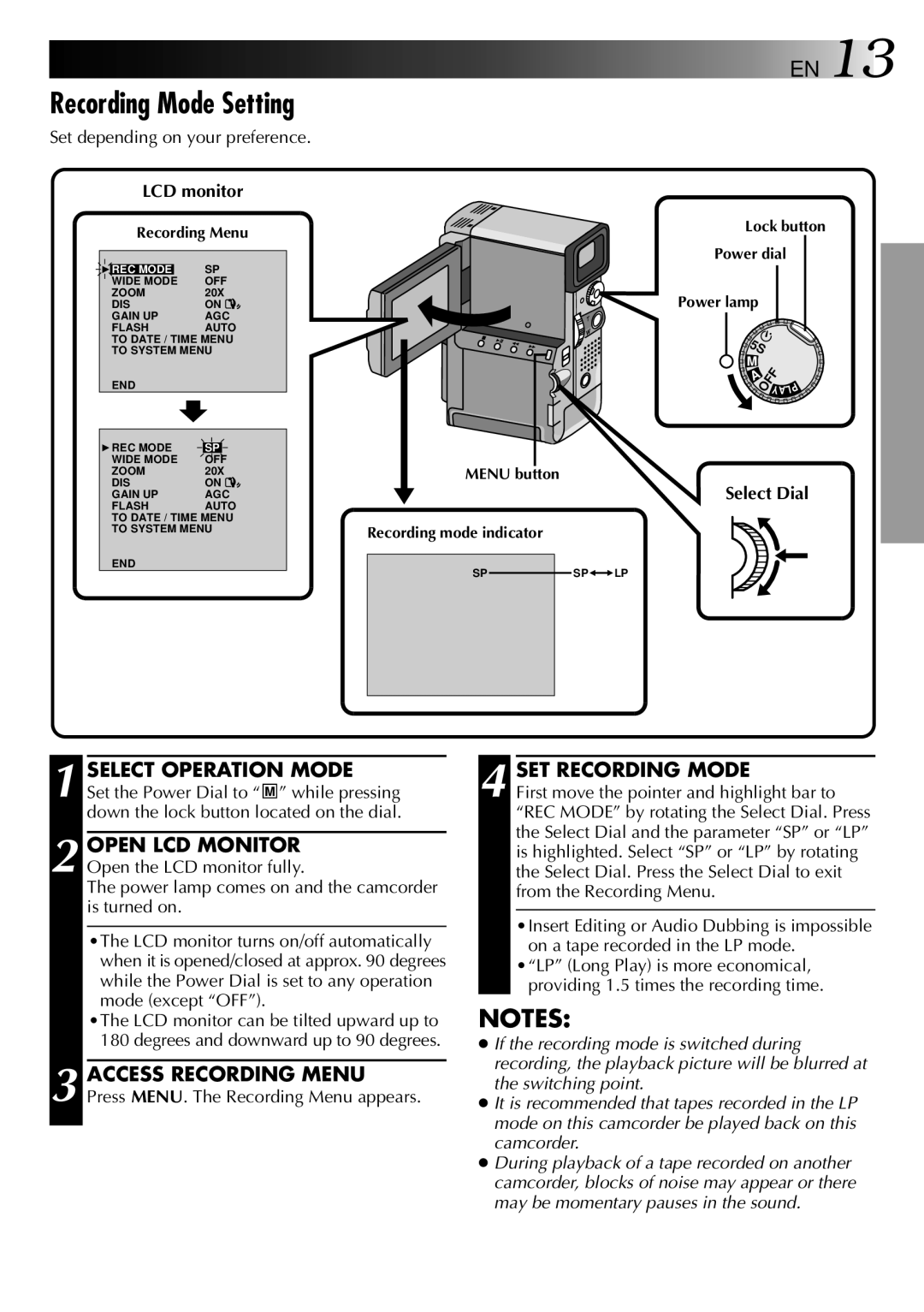 JVC 0797TOV*UN*VP, LYT0002-0V4A specifications Recording Mode Setting, SET Recording Mode, Set depending on your preference 