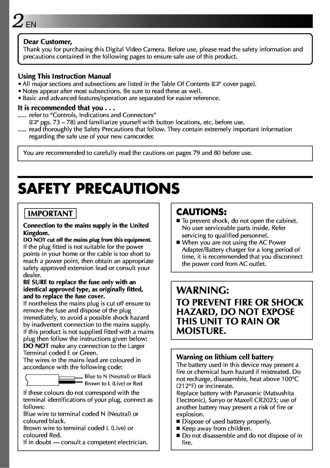 JVC LYT0002-0V4A Cautions, Safety Precautions, Dear Customer, Using This Instruction Manual, It is recommended that you 