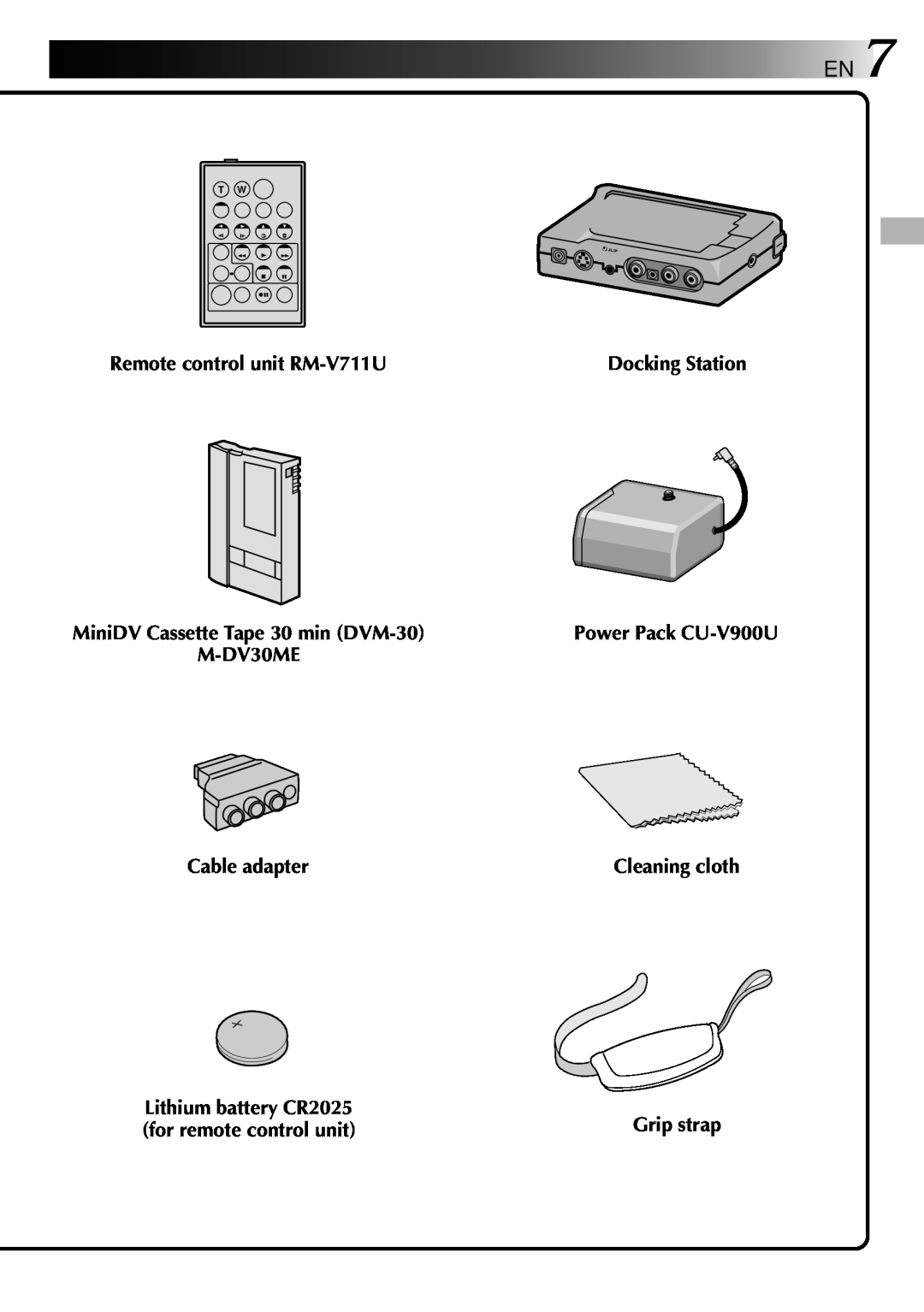 JVC 0797TOV*UN*VP Remote control unit RM-V711U, M-DV30ME, Cable adapter, Lithium battery CR2025, for remote control unit 