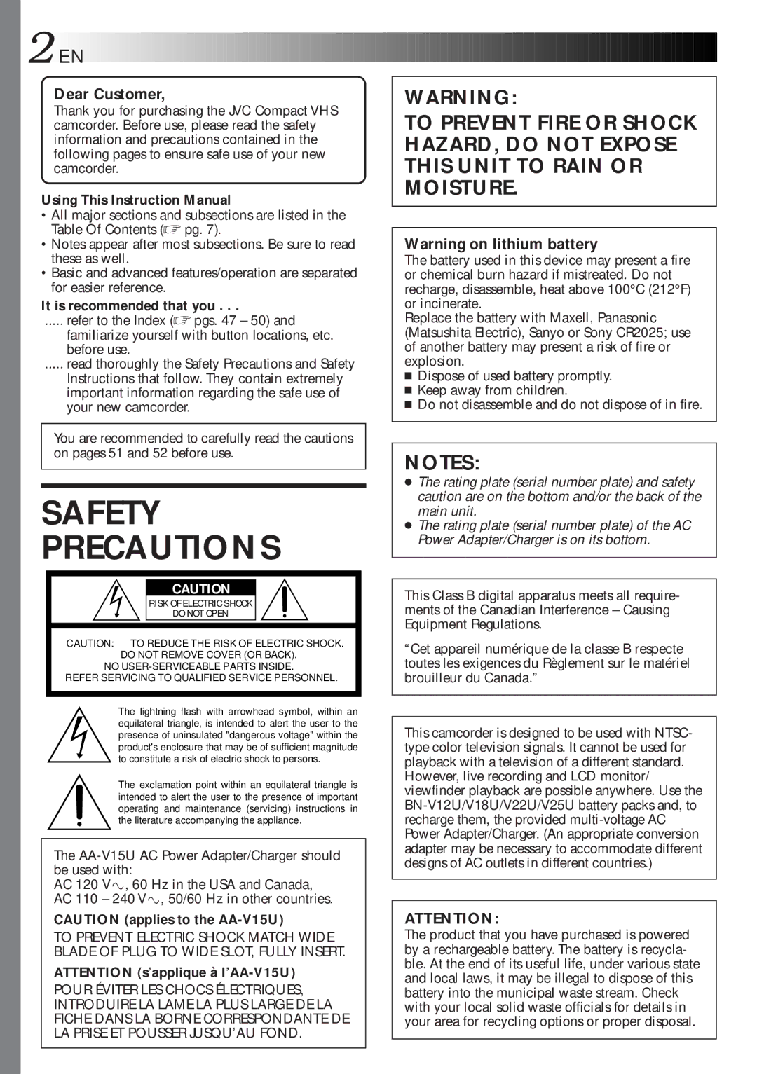 JVC LYT0047-001A manual Dear Customer, It is recommended that you 