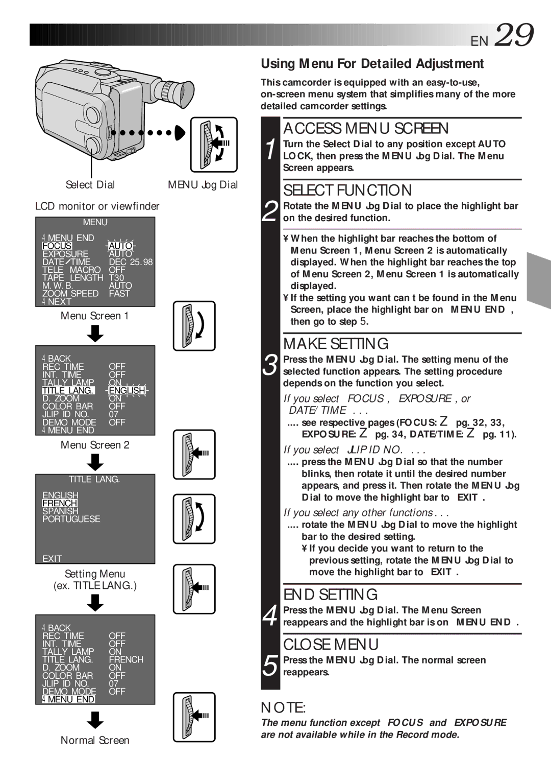 JVC LYT0047-001A manual Using Menu For Detailed Adjustment 