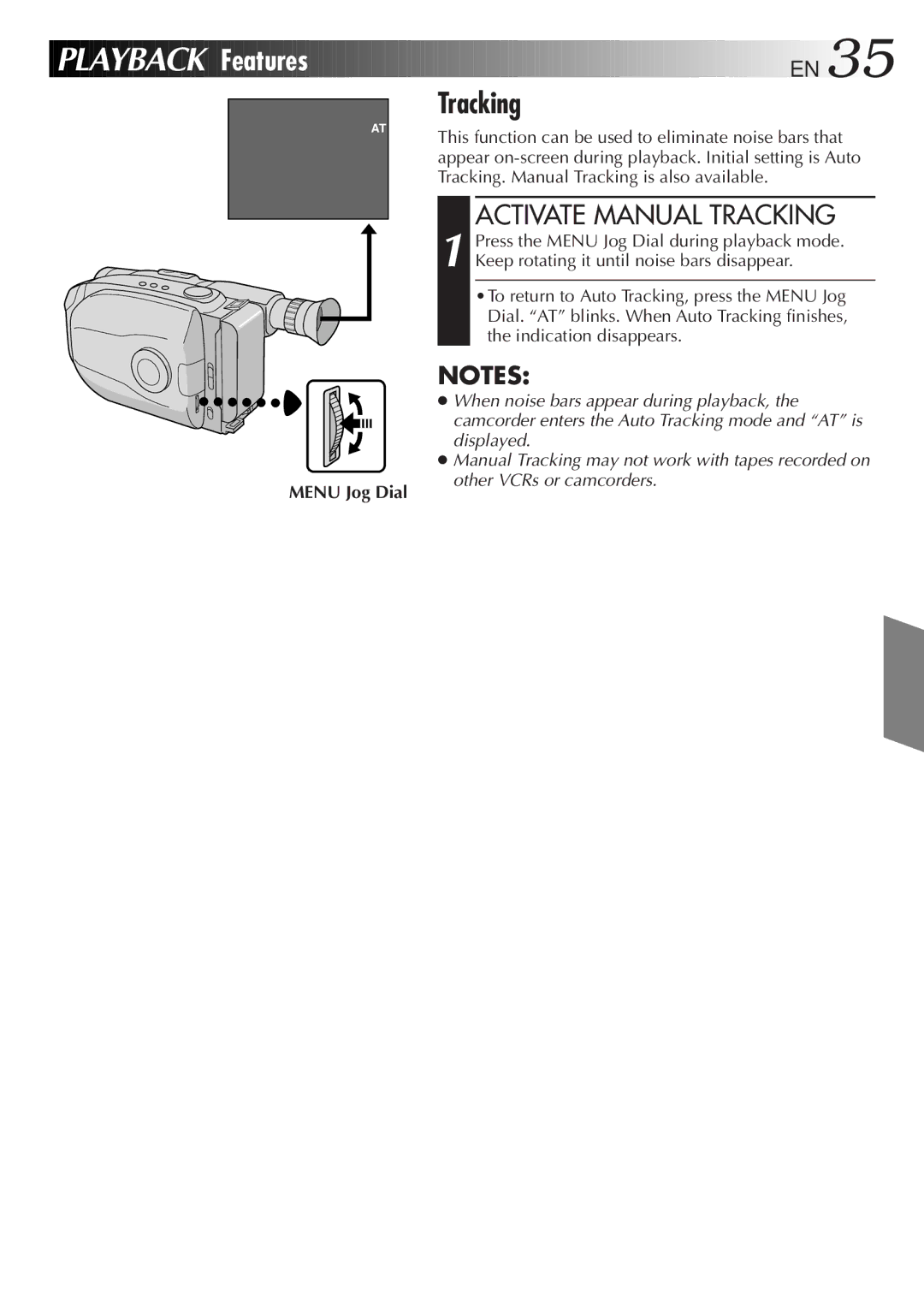 JVC LYT0085-001A manual Activate Manual Tracking 