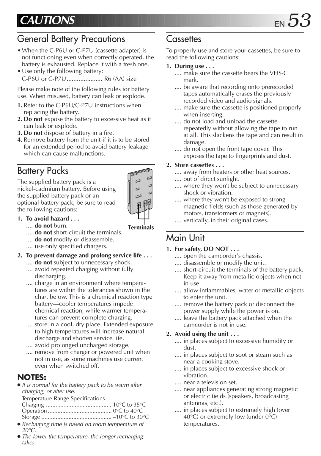 JVC LYT0085-001A manual To avoid hazard, During use, Store cassettes, For safety, do not, Avoid using the unit 