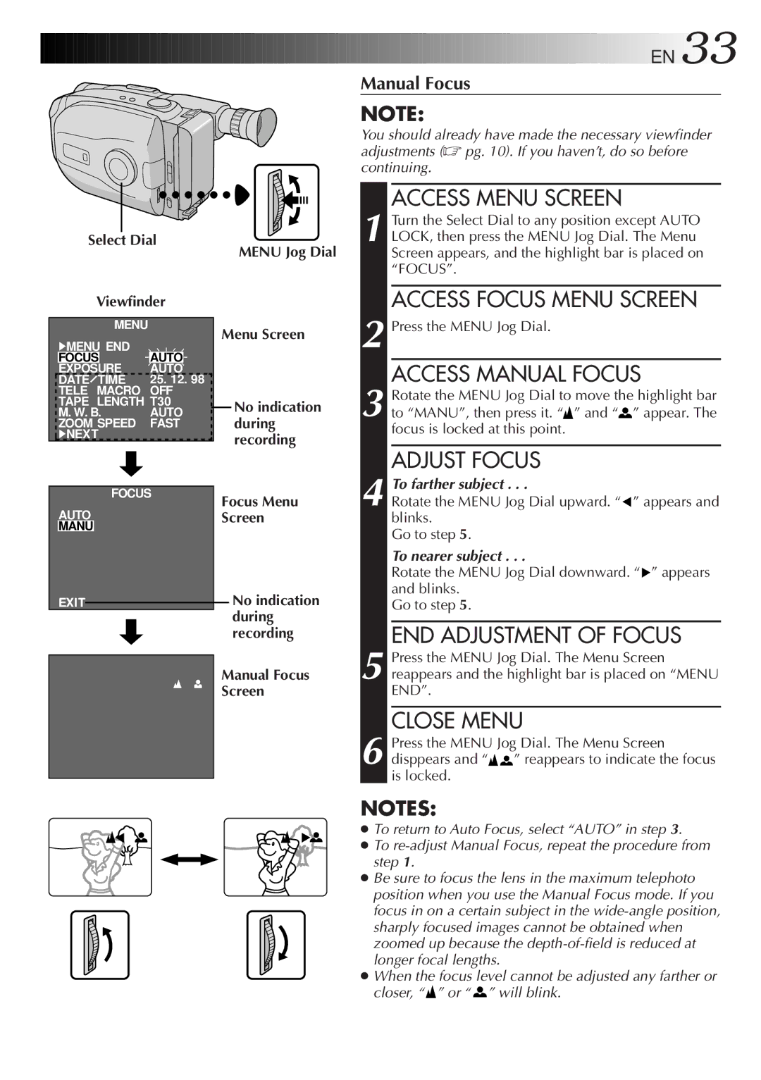 JVC LYT0087-001B manual END Adjustment of Focus, Focus Menu Screen 