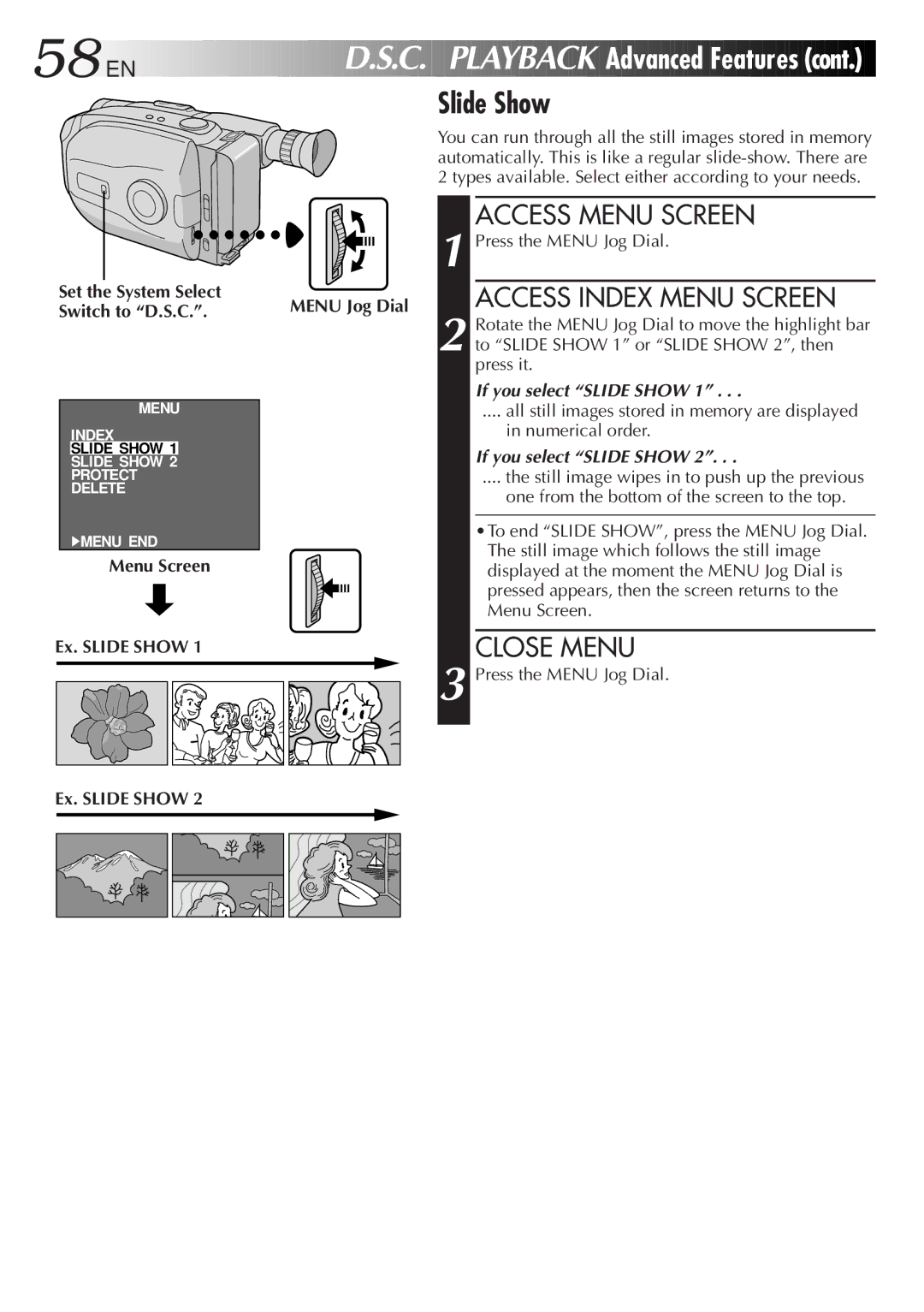 JVC LYT0087-001B manual Menu Screen Ex. Slide Show 