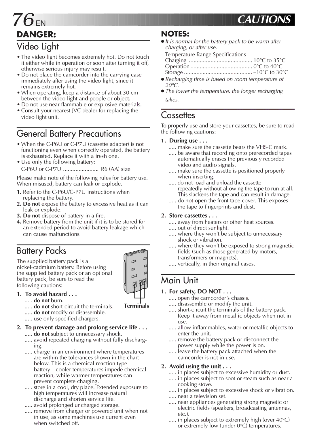 JVC LYT0087-001B manual To avoid hazard, During use, Store cassettes, For safety, do not, Avoid using the unit 