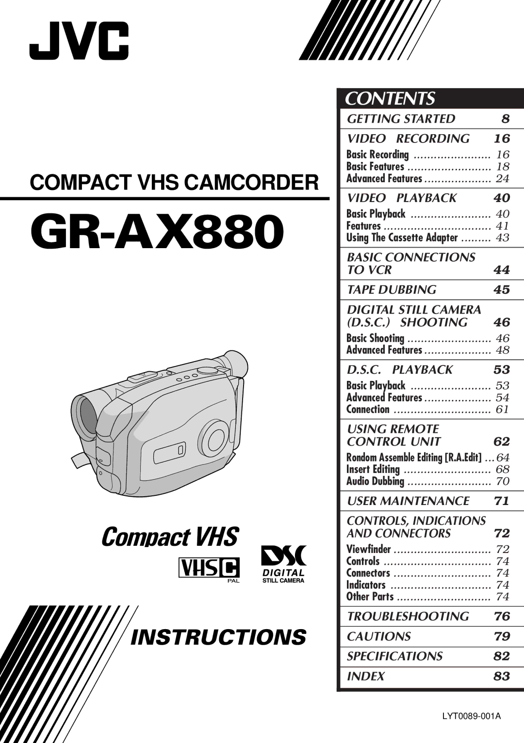 JVC LYT0089-001A specifications GR-AX880 