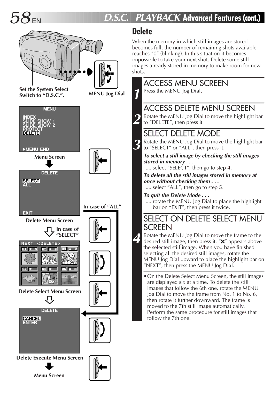 JVC LYT0089-001A specifications Access Delete Menu Screen, Select Delete Mode 