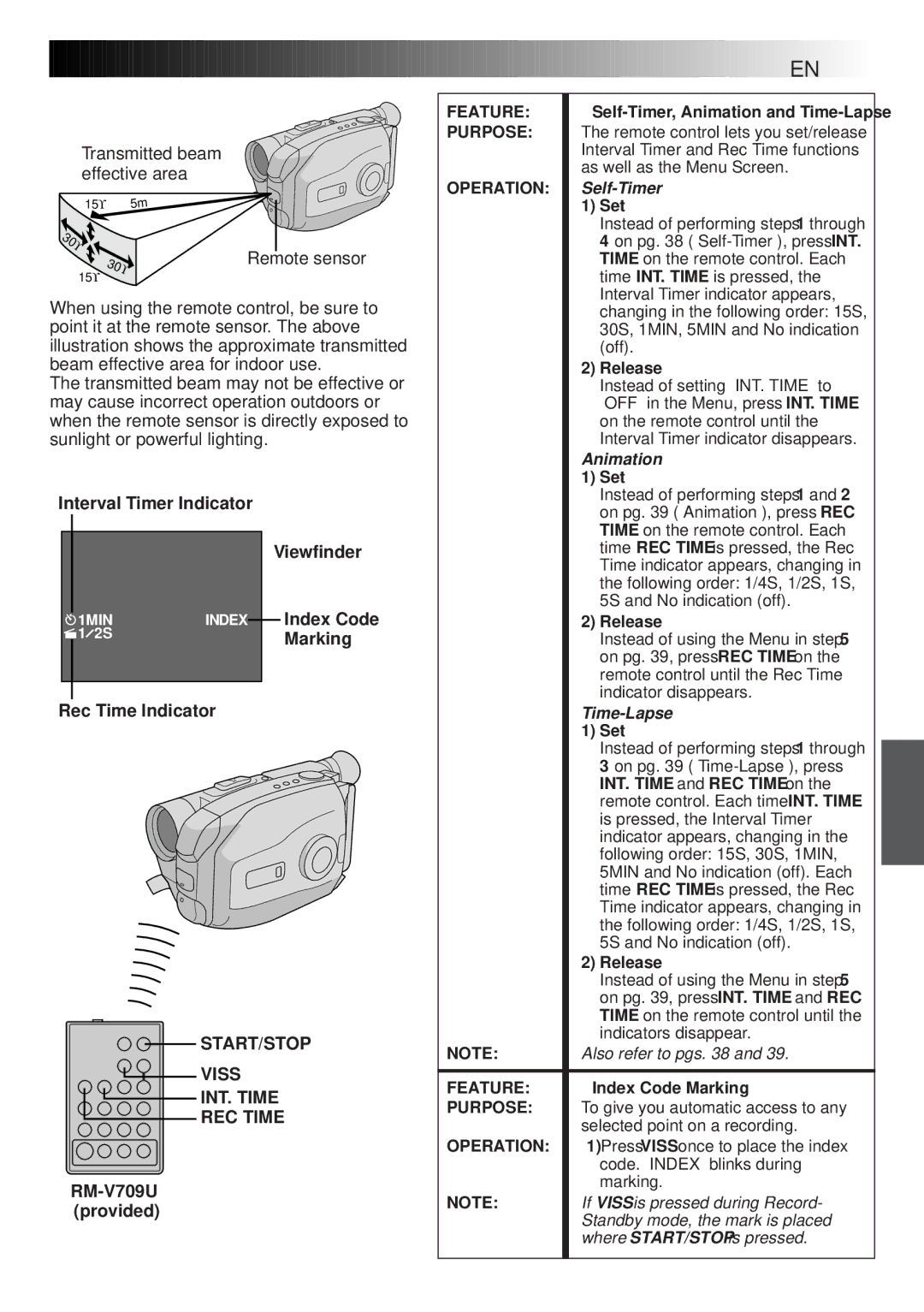 JVC LYT0089-001A specifications Interval Timer Indicator, Rec Time Indicator Viewfinder, START/STOP Viss INT. Time REC Time 