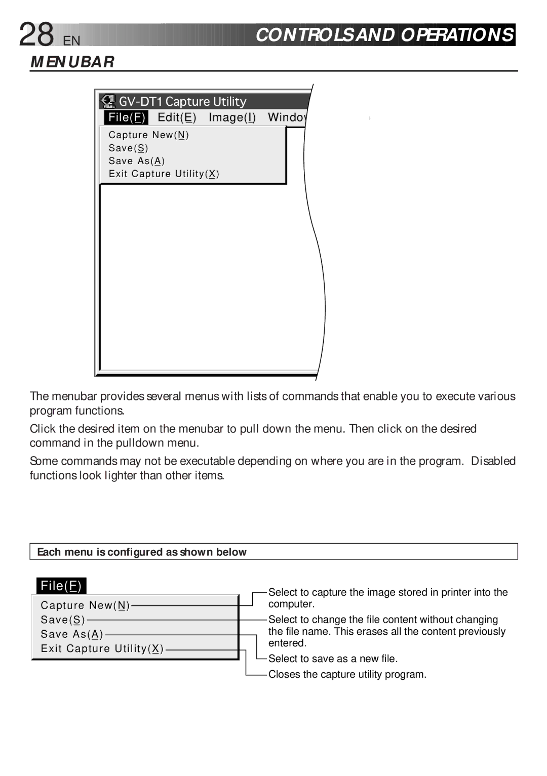 JVC GV-DT1, LYT0119-001A, 0298MNV*SW*VP manual 28EN, Each menu is configured as shown below 