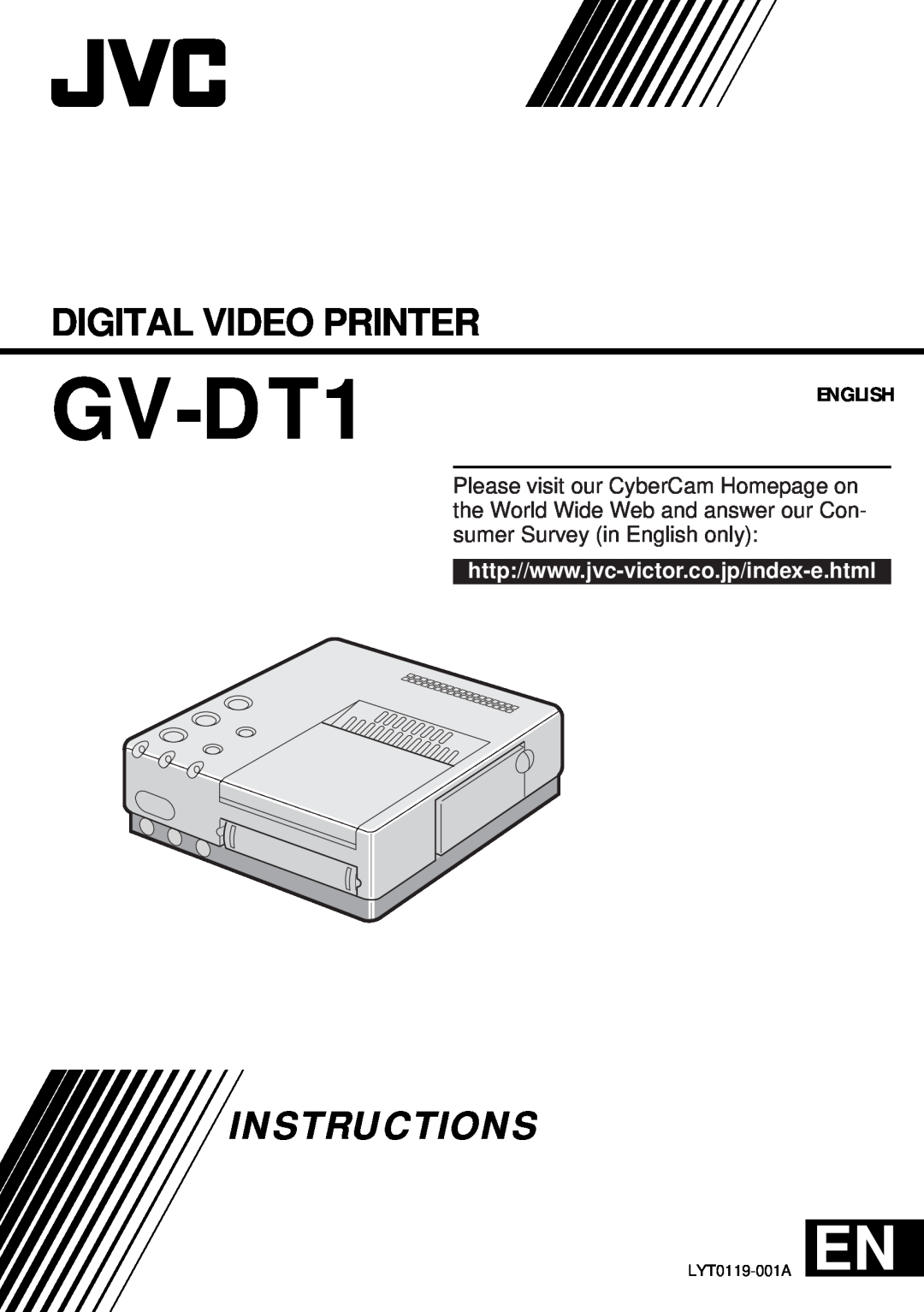 JVC 0298MNV*SW*VP manual GV-DT1, Digital Video Printer, Instructions, English, LYT0119-001A EN 