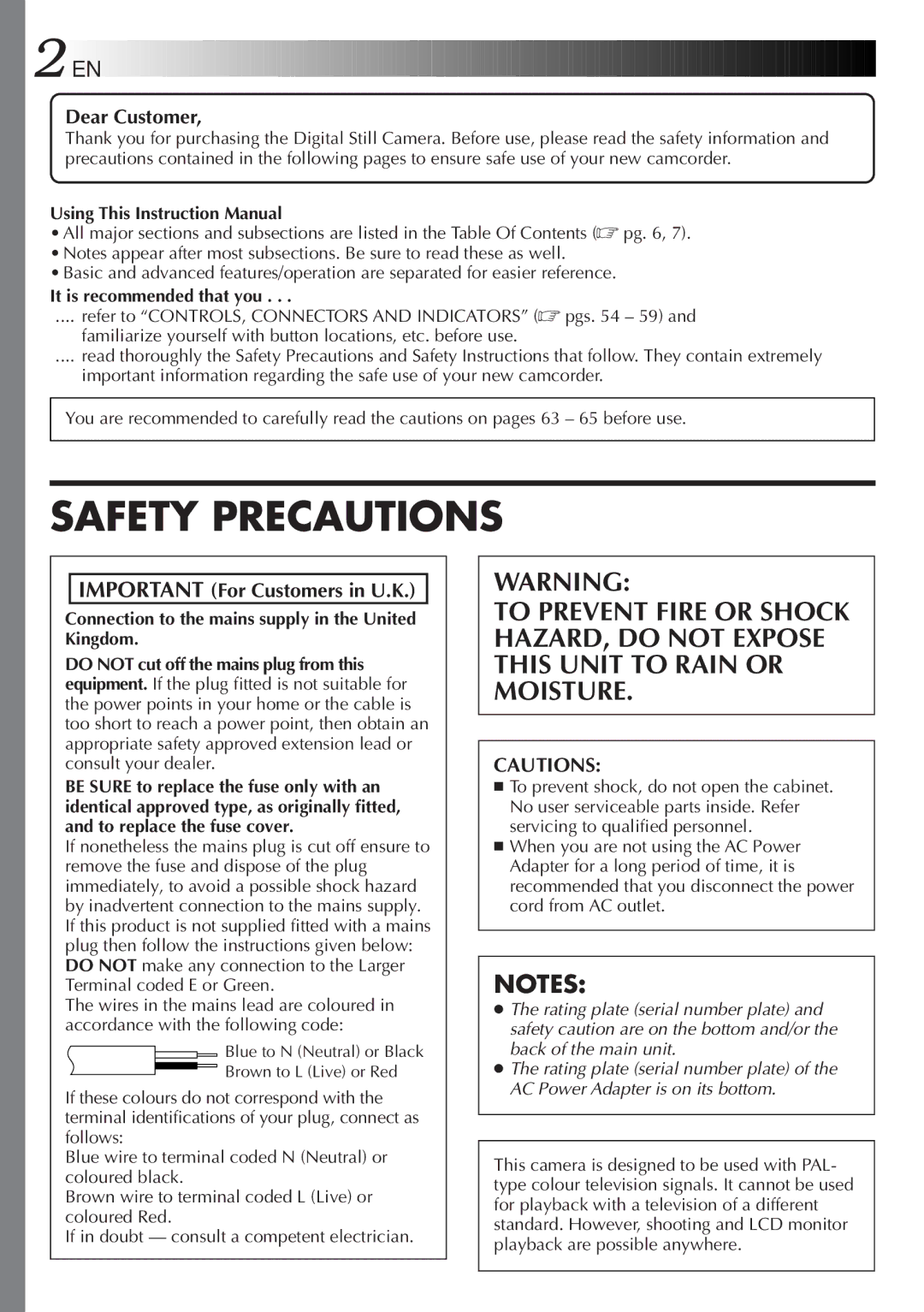 JVC LYT0143-001A manual Dear Customer, Important For Customers in U.K, It is recommended that you 