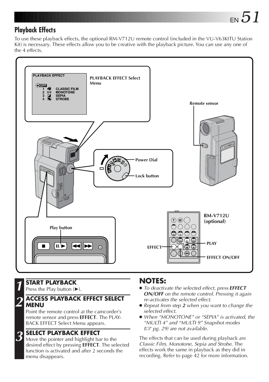 JVC LYT0152-001B manual Playback Effects, Accessmenu Playback Effect Select 