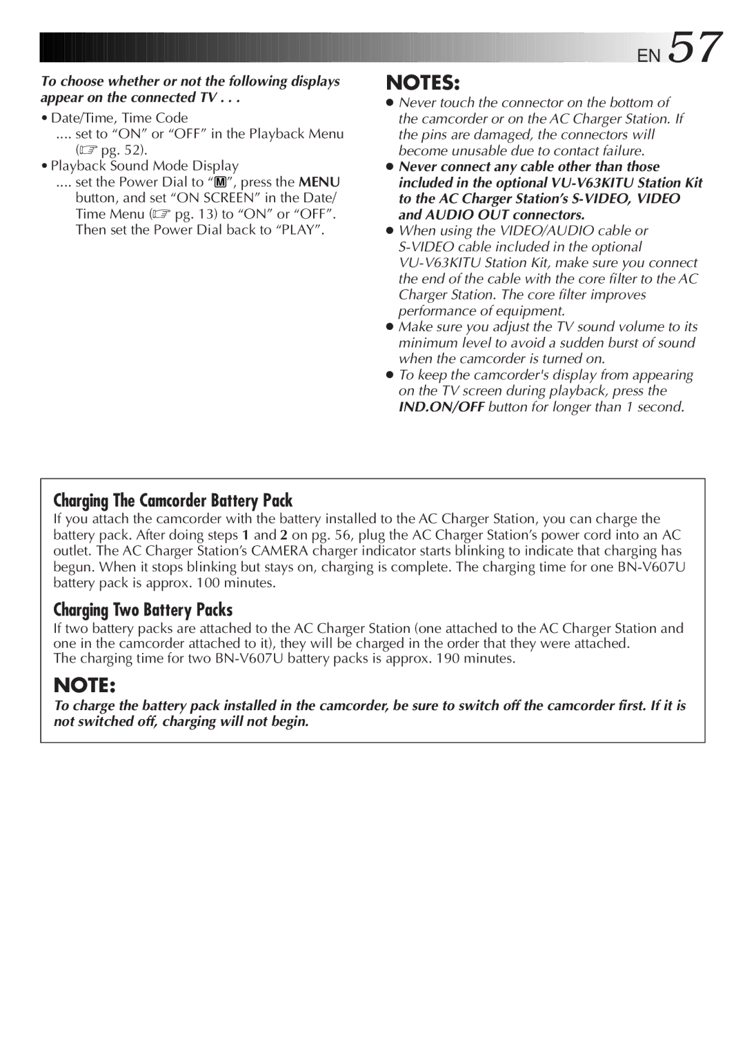 JVC LYT0152-001B manual Charging The Camcorder Battery Pack 