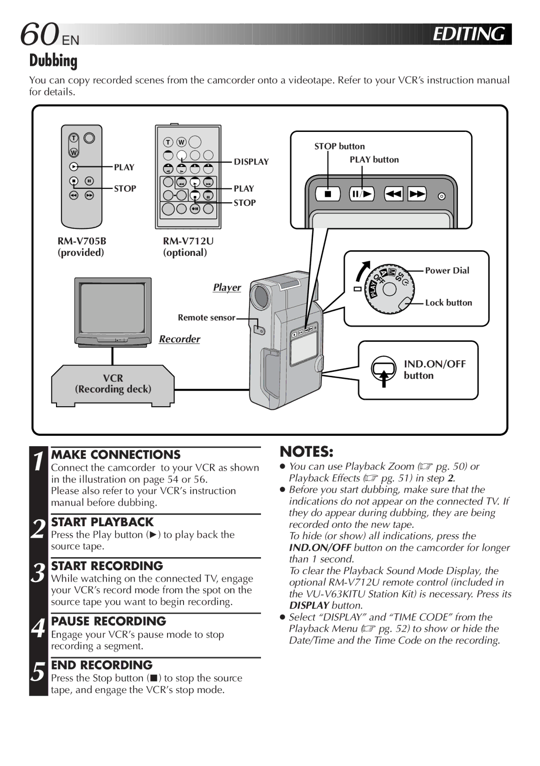 JVC LYT0152-001B manual Dubbing, Make Connections, Start Playback, Pause Recording 