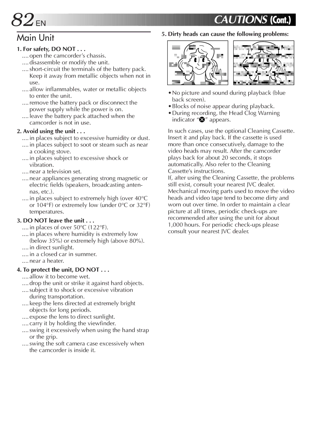 JVC LYT0152-001B manual For safety, do not, Avoid using the unit, Do not leave the unit, To protect the unit, do not 